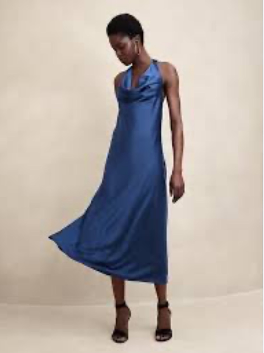 Banana Republic Deep Blue Satin Halter Slip Dress in Size XSMALL